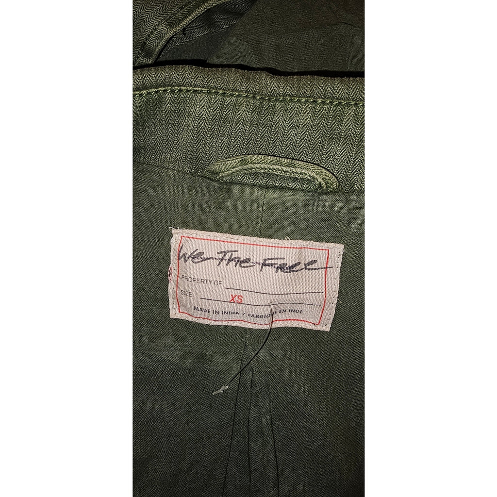New Free People WTF Rock and Stud Shirt Jacket $348 Army Green XS 0/2