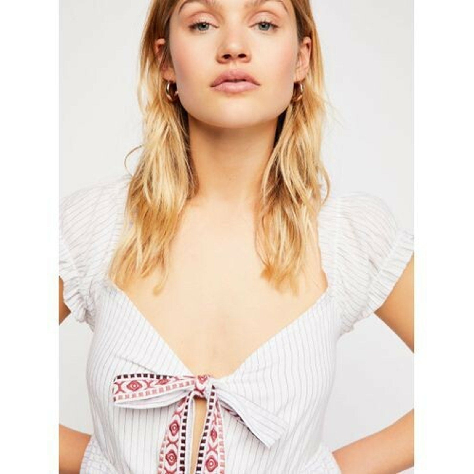 New Free People Goa Mini Dress $128 Size Small White Geo Boho