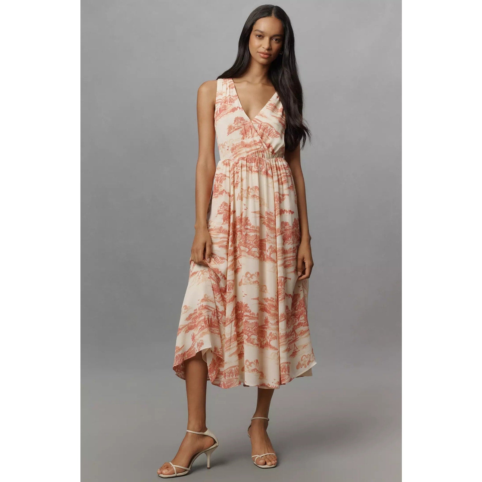 Anthropologie Reformation Farah Sleeveless V-Neck Midi Dress $248 Sz 6 Ivory