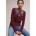 NEW Anthropologie $168 Pearled Bow Pullover In Raspberry Field Flower Size XS
