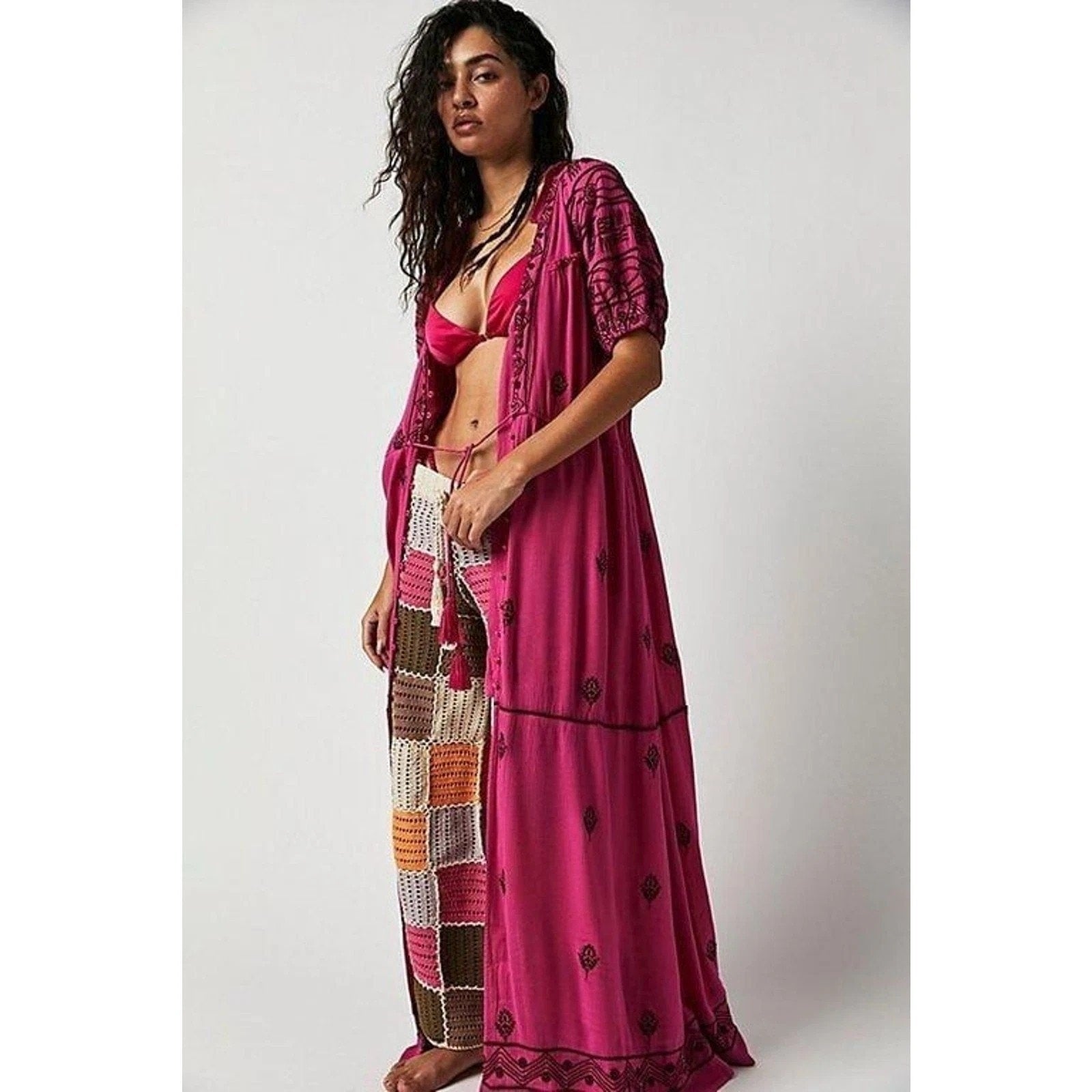 New Free People Riley Embroidered Midi Dress $188 X-SMALL Maxi Style