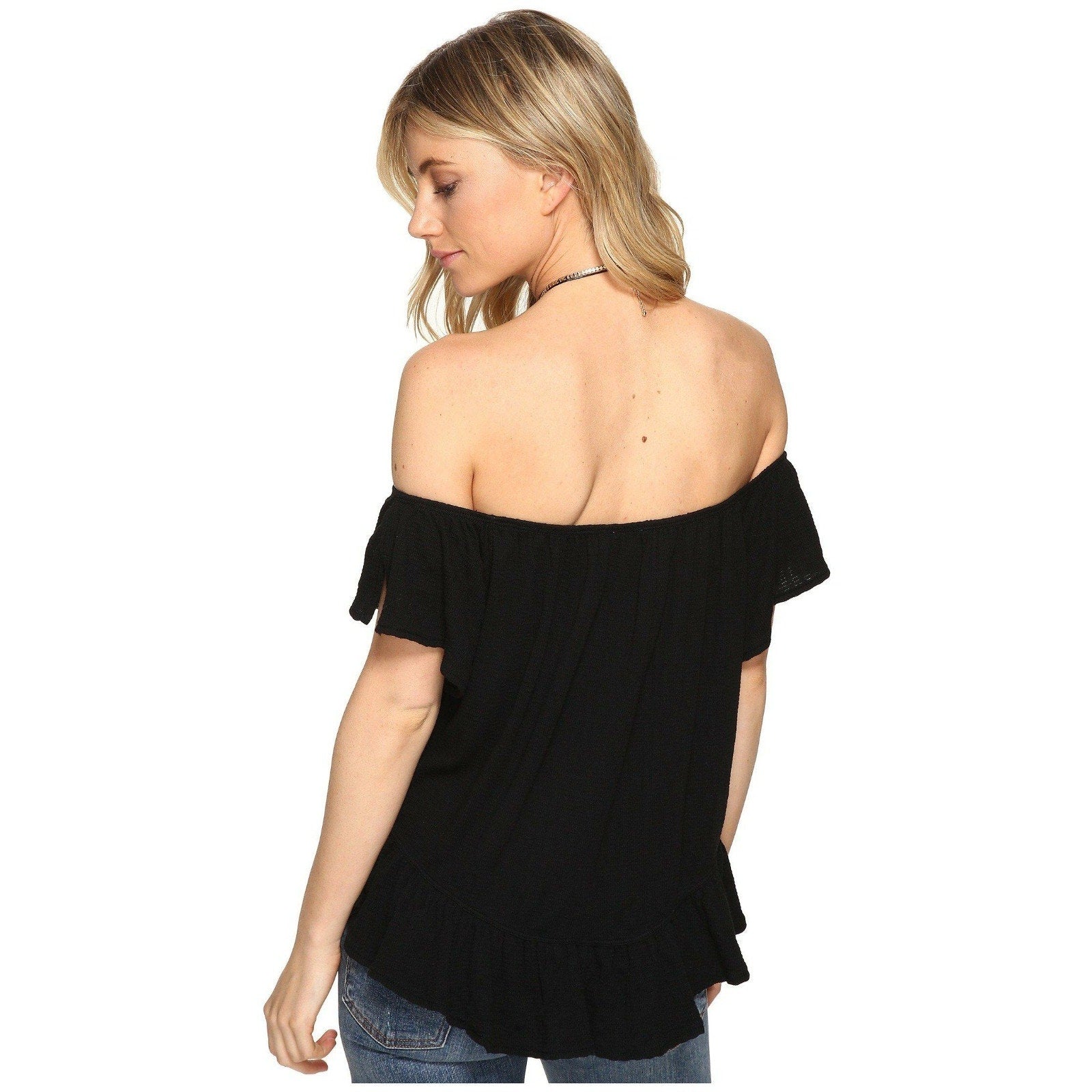 NEW Free People Women's Mint Julep Off the Shoulder Top $68 Black Size XS Top