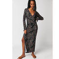 New Free People Shayla Wrap Midi Dress $128  X-SMALL  Black Combo