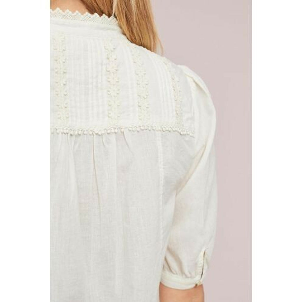 NEW Anthropologie Beatrice Lace-Trimmed Blouse by Feather bone Size 2