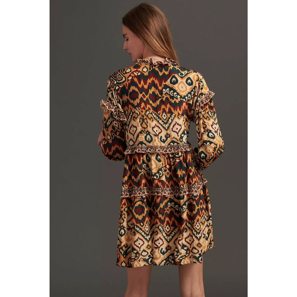 NEW Anthropologie $168 Quinnie Ruffled Tunic Dress By Rdalamal Size Small