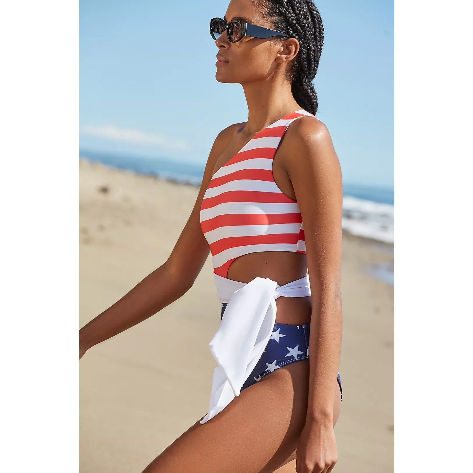 FREE PEOPLE Beach Riot Carlie One-Piece Swimsuit PATRIOTIC MEDIUM Free People