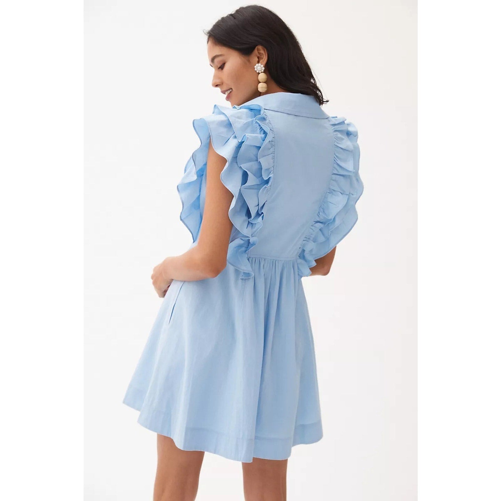 New Anthropologie Maeve Ruffled Button-Front Mini Dress Size 16W