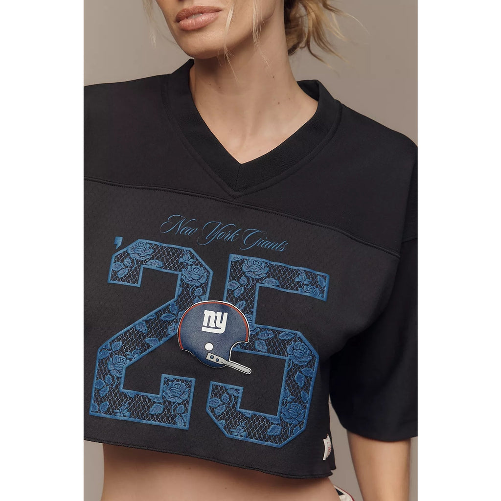 Anthropologie Mitchell & Ness NFL Cropped Jersey XS Blue NY GIANTS Anthropologie