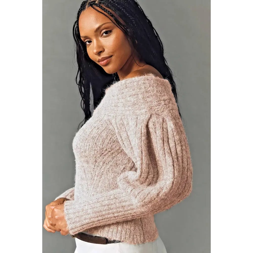 Anthropologie Pilcro Off-Shoulder Batwing Sweater SMALL Gray Anthropologie