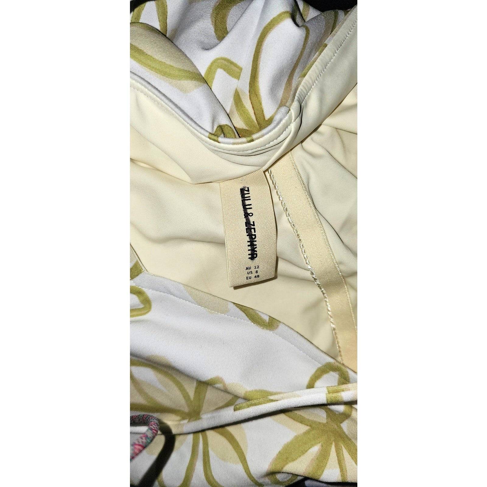 New Free People by Zulu & Zephyr Olive Flower One-Piece $180 SIZE 8 Green Floral