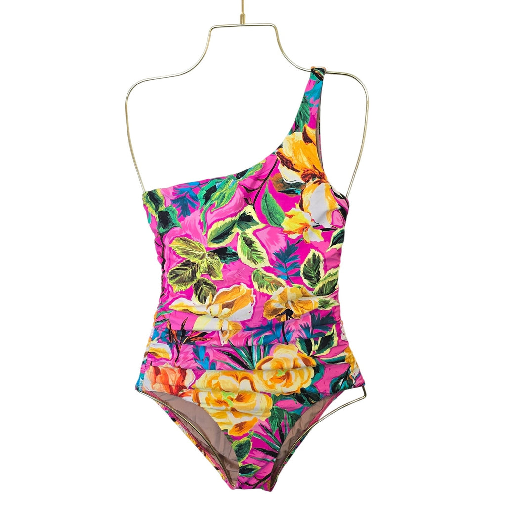 Anthropologie x PQ Swim One-Shoulder Printed One-Piece Swimsuit SMALL Pink Anthropologie
