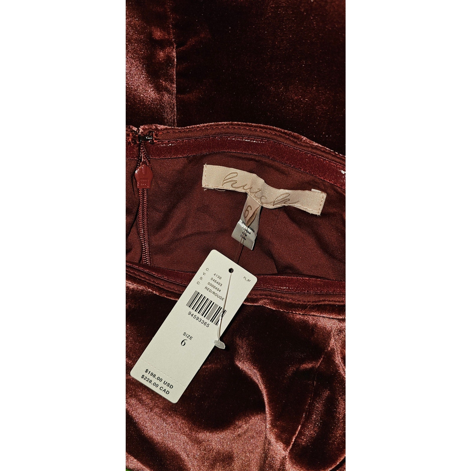 New ANTHROPOLOGIE Hutch Long-Sleeve Square-Neck Mini Dress $198 SIZE 6 RED