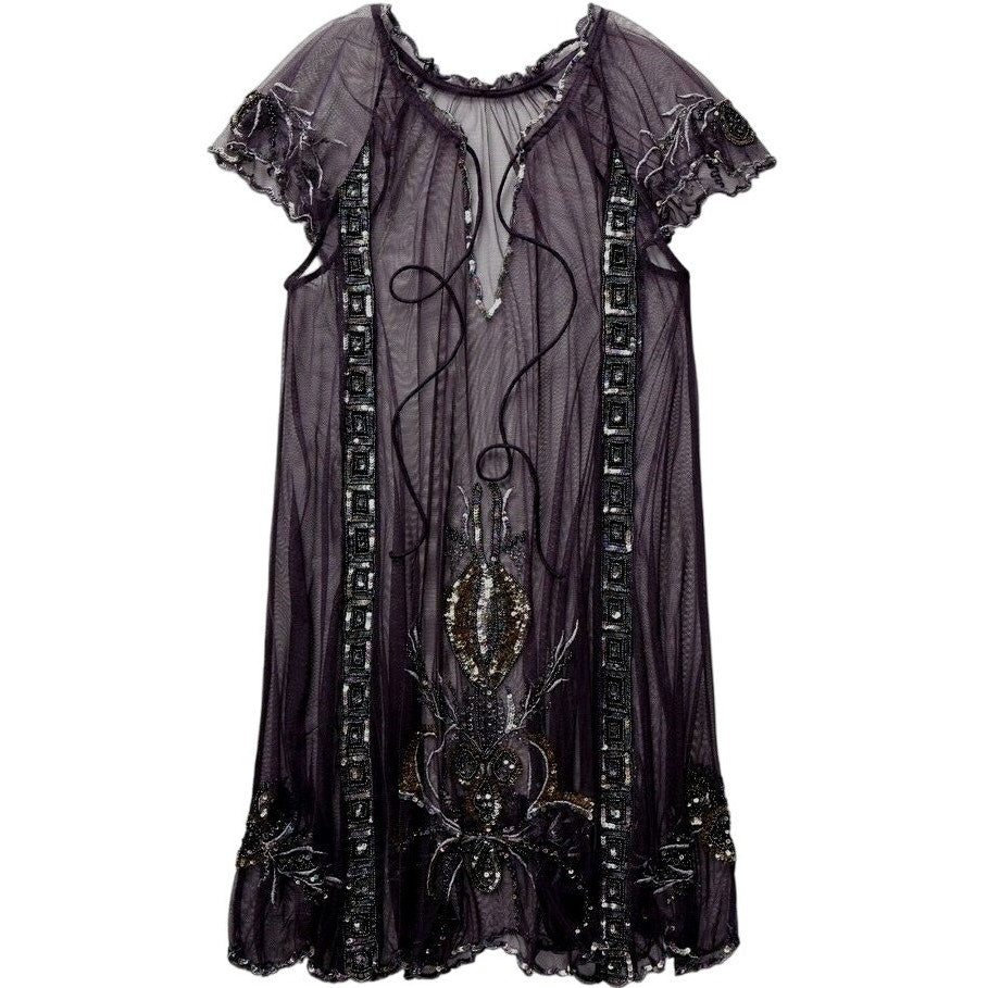 New Free People Lady Lazarus Slip $198 X-SMALL Black Trapeze Sequin Embellished