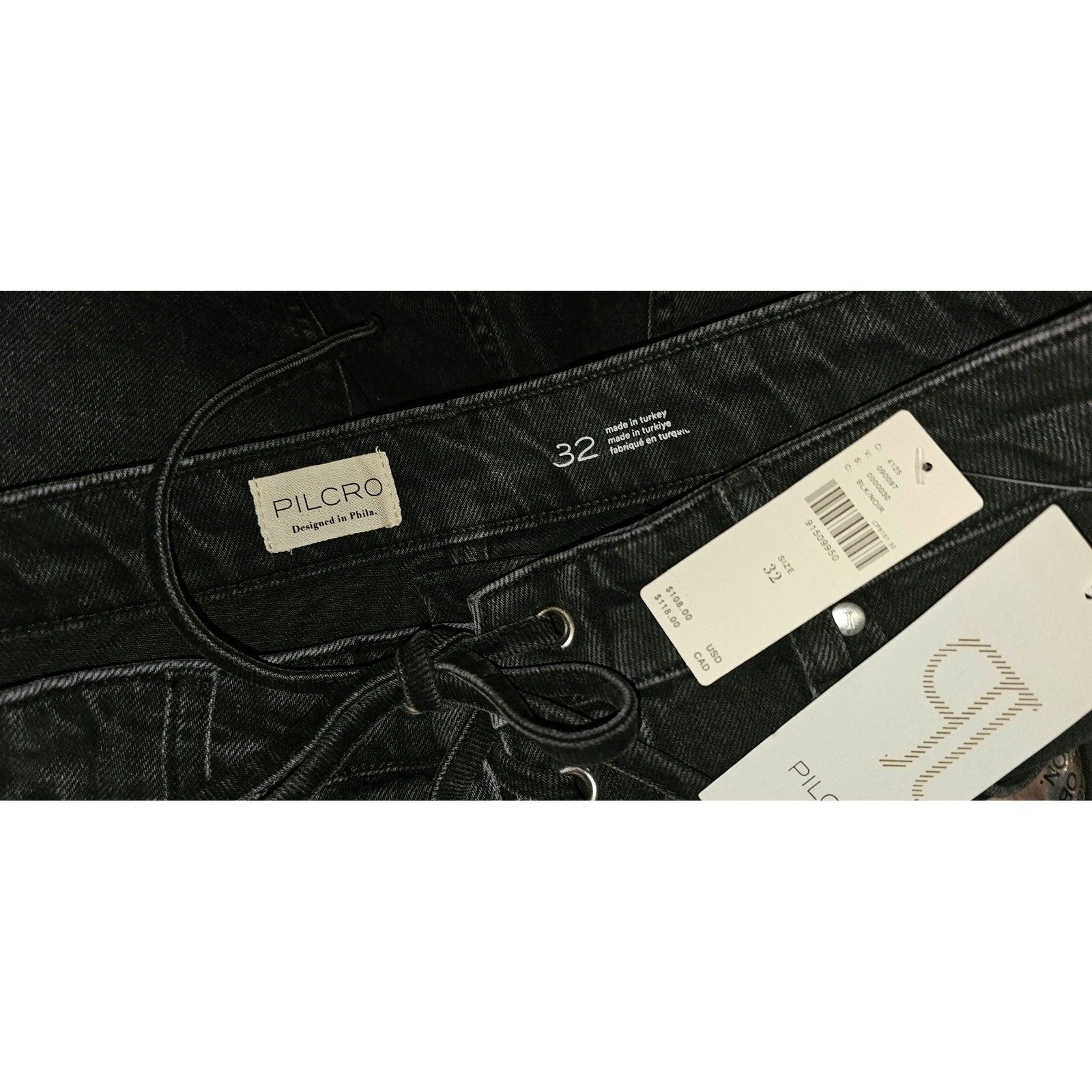 Anthropologie Pilcro Lace-Up Denim Shorts $108 SIZE 32 Black