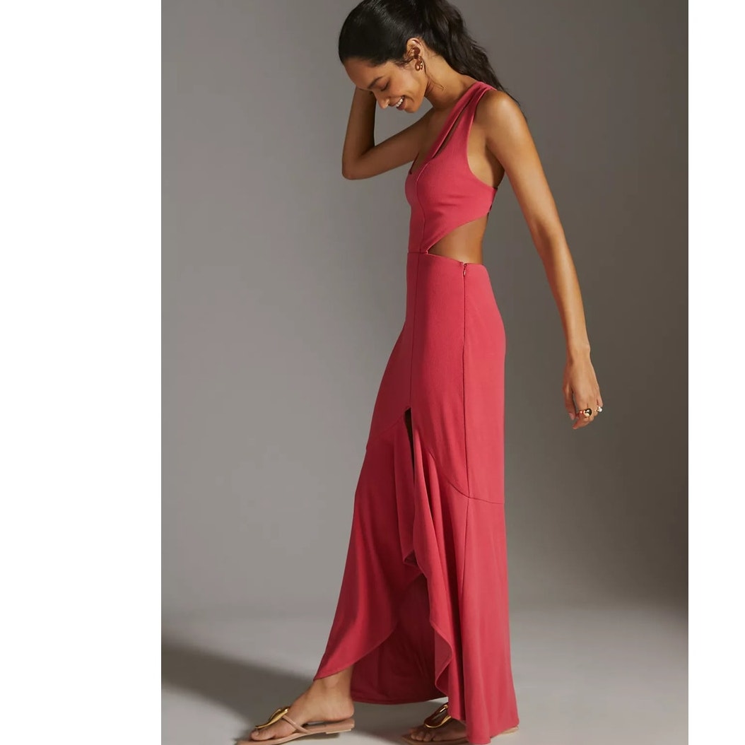 New Anthropologie Maeve Open-Back Knit Maxi Dress $170 XXS 2XS Red