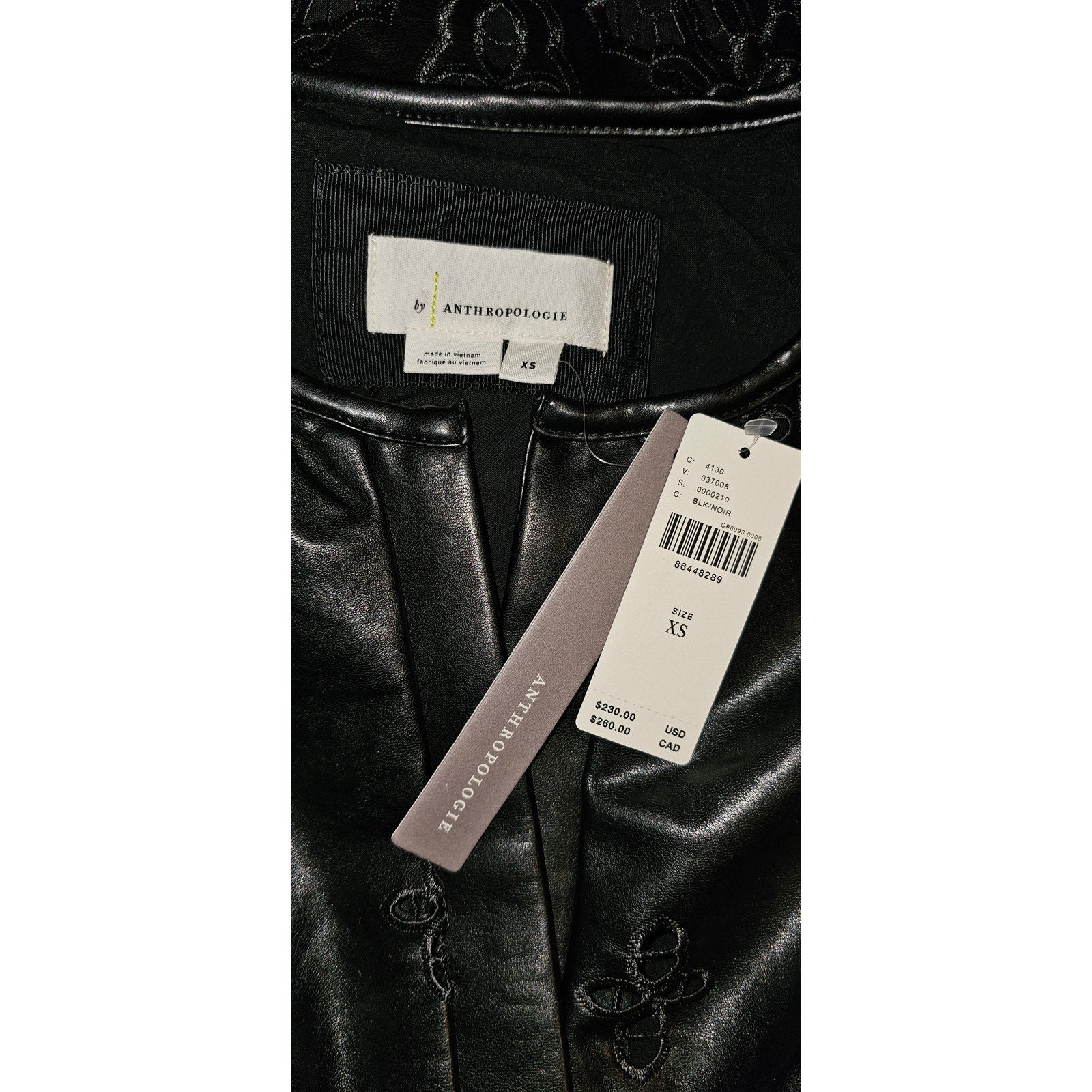 Anthropologie The Somerset Maxi Dress: Faux Leather Embroidered BLACK XS