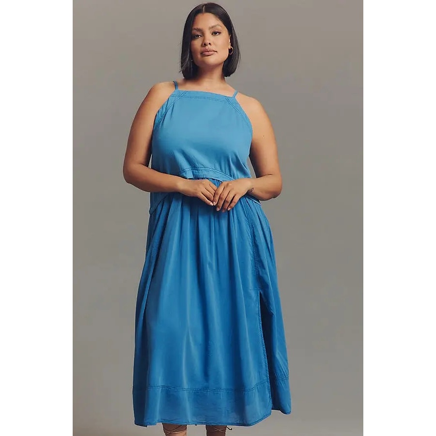Anthropologie Pilcro Sleeveless Twofer Midi Dress X-SMALL SMALL Blue Anthropologie