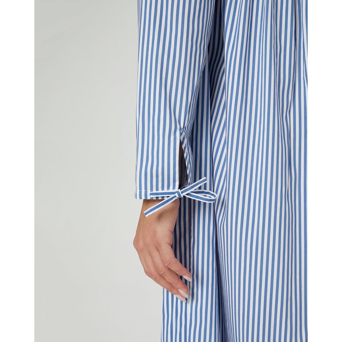 New ONIA Beach Stripe Poplin Maxi Shirtdress $285 LARGE Blue/White BUTTON-FRONT