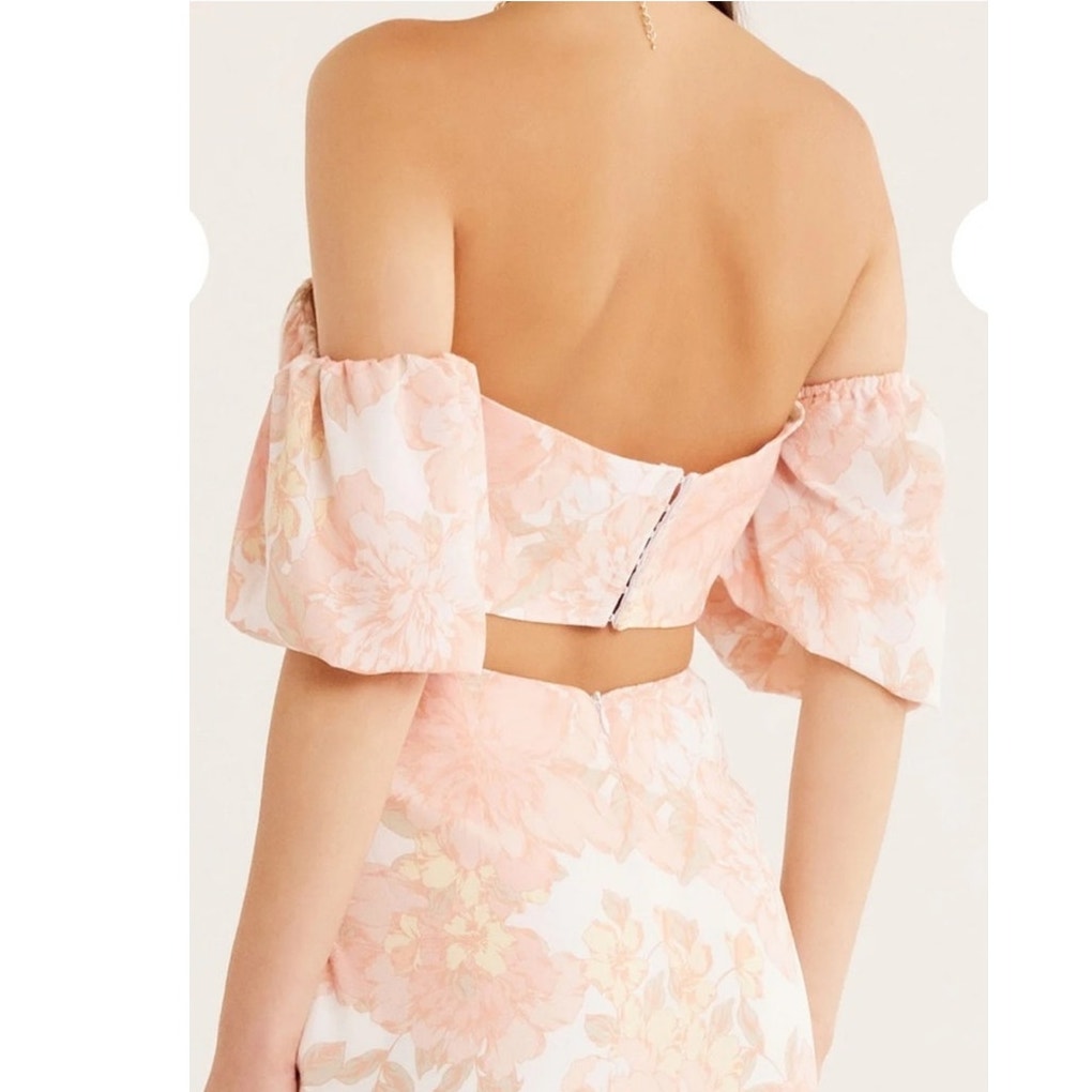 New Free People RUMER Isola Set $488 XL-US 10  Pink Floral ON/OFF THE SHOULDER