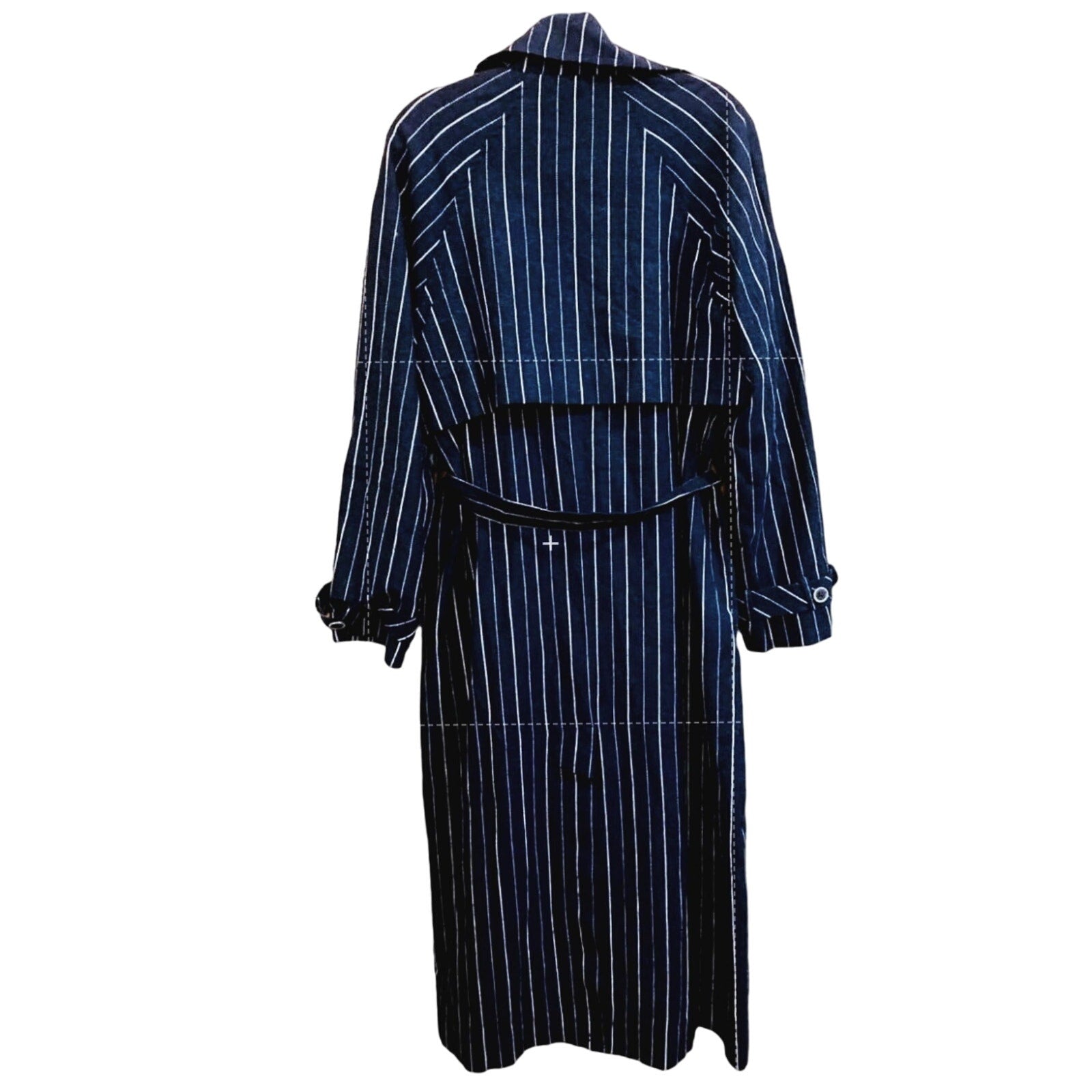New Free People Melia Mac Coat WTF $228 LARGE Blue Striped Vintage-Inspired