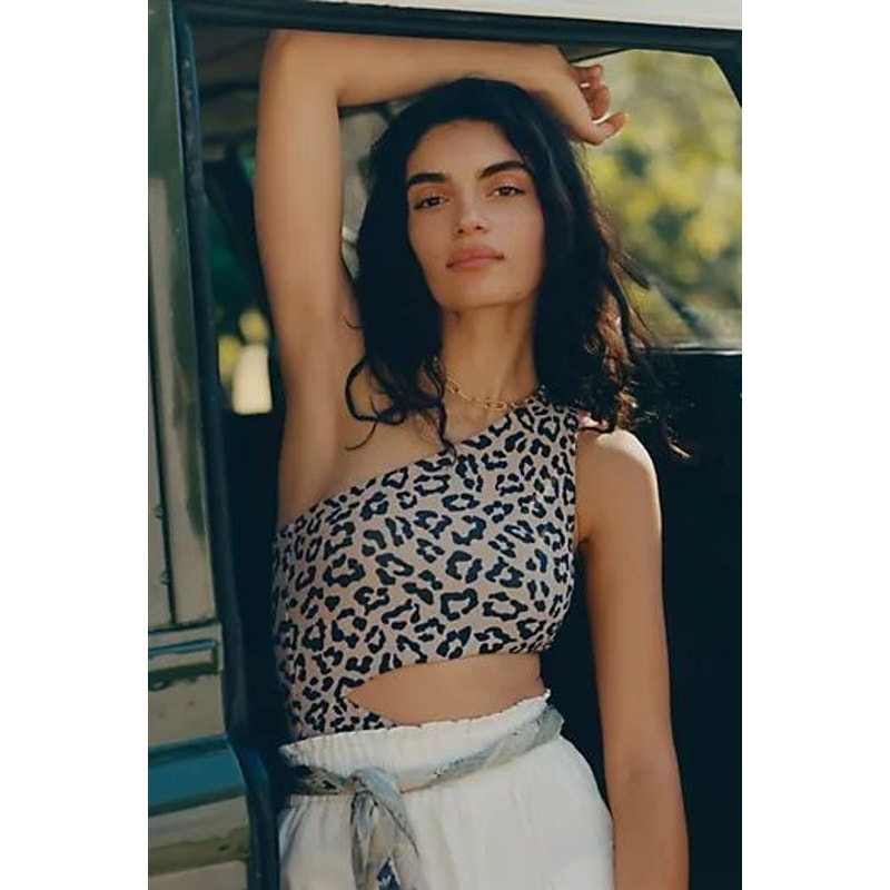 Anthropologie BEACH RIOT Ribbed Celine One Piece MEDIUM Taupe Leopard Free People