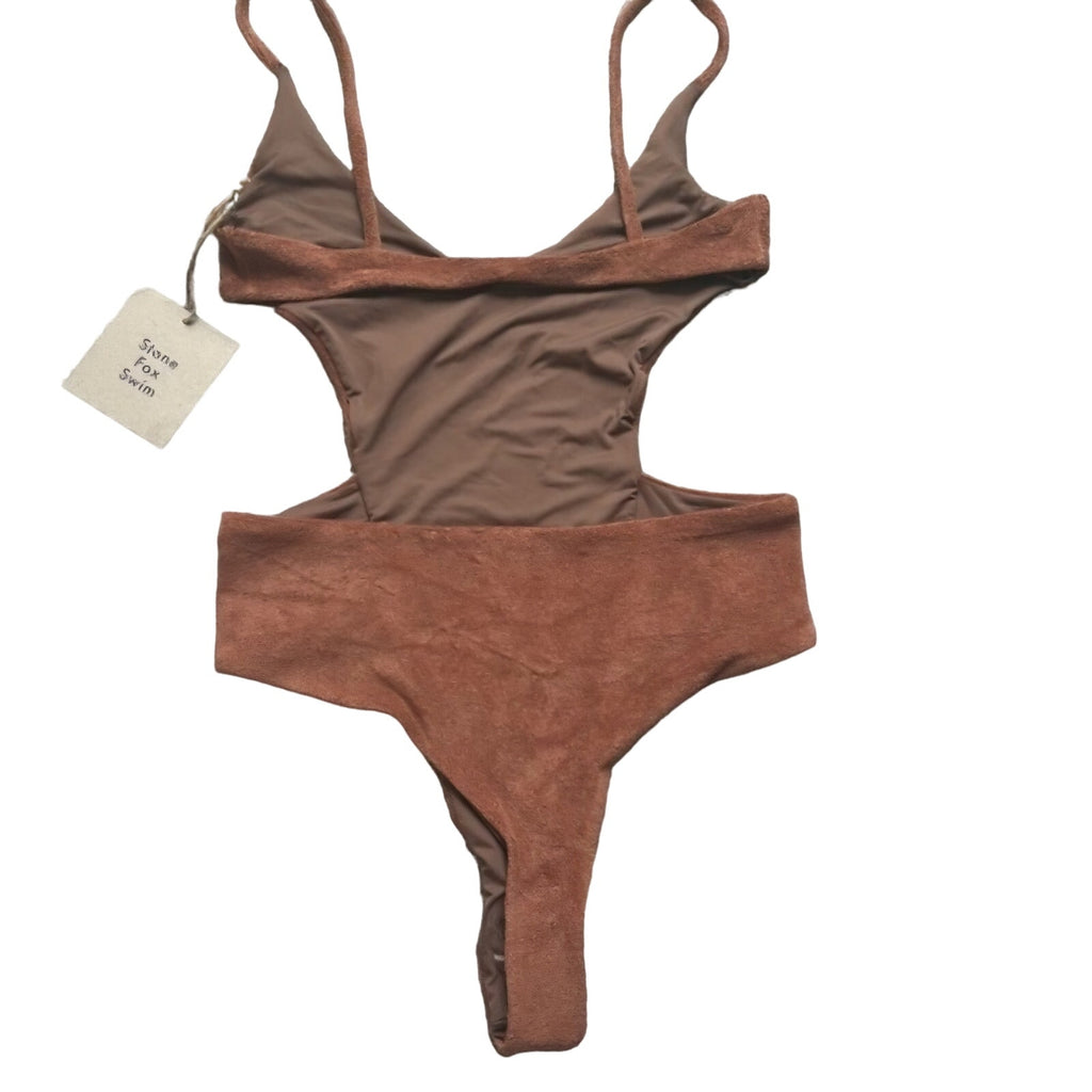 Free People STONE FOX Jamila Terry One-Piece $200 MEDIUM Brown Cheeky