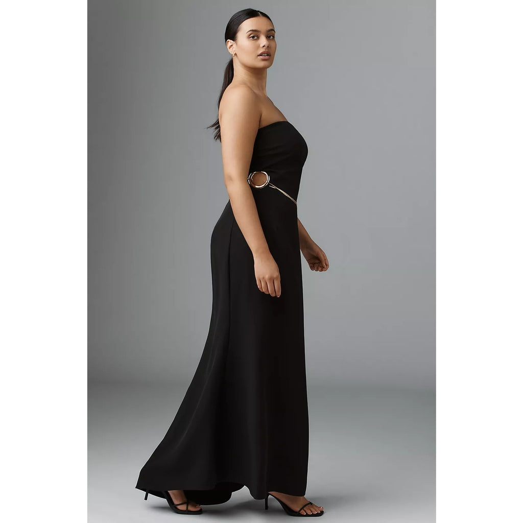 New Anthropologie Mare Mare Strapless Hardware Maxi Dress $178 PLUS 3X Black