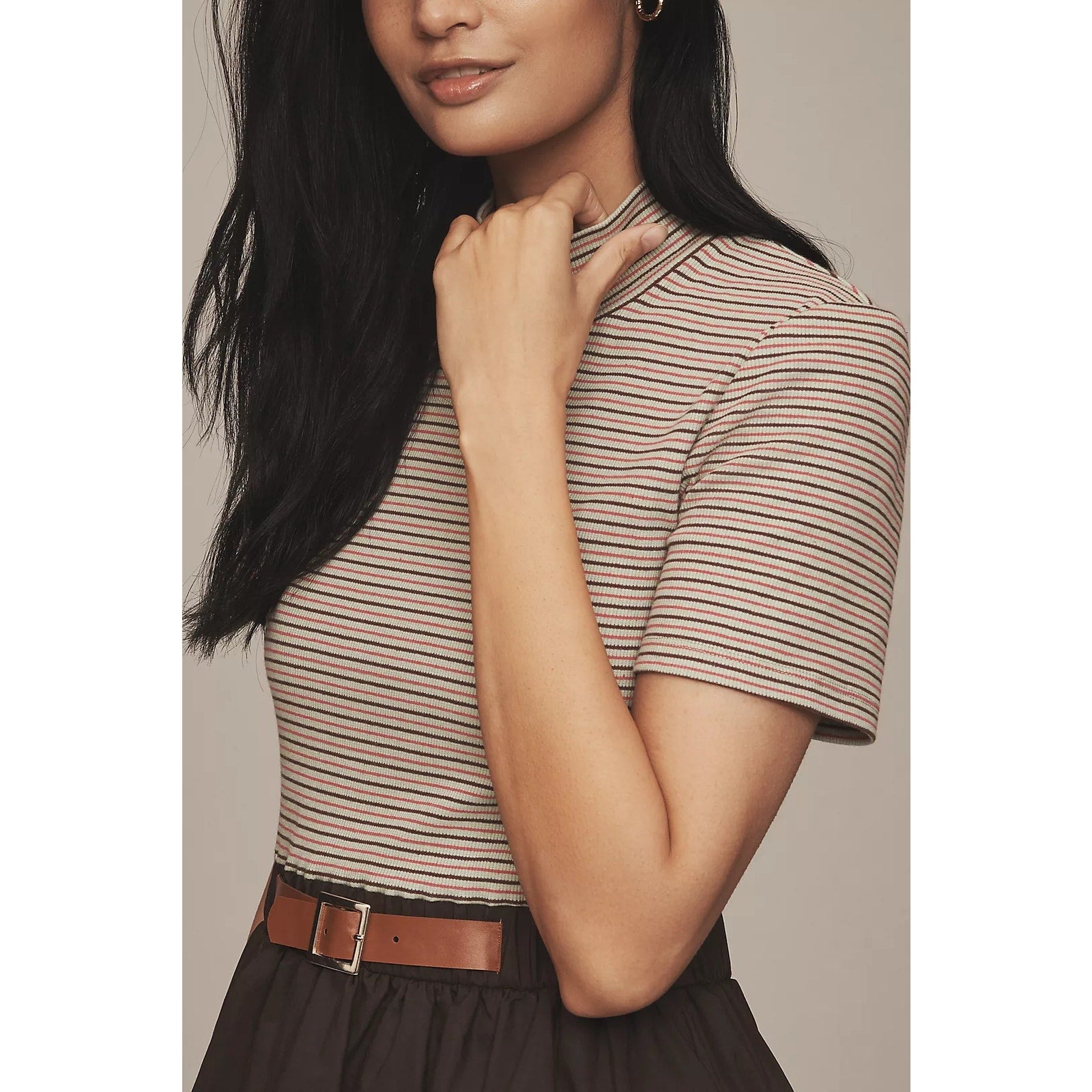 New Anthropologie Maeve Belted Twofer Bubble Mini Dress $158 X-LARGE Neutral