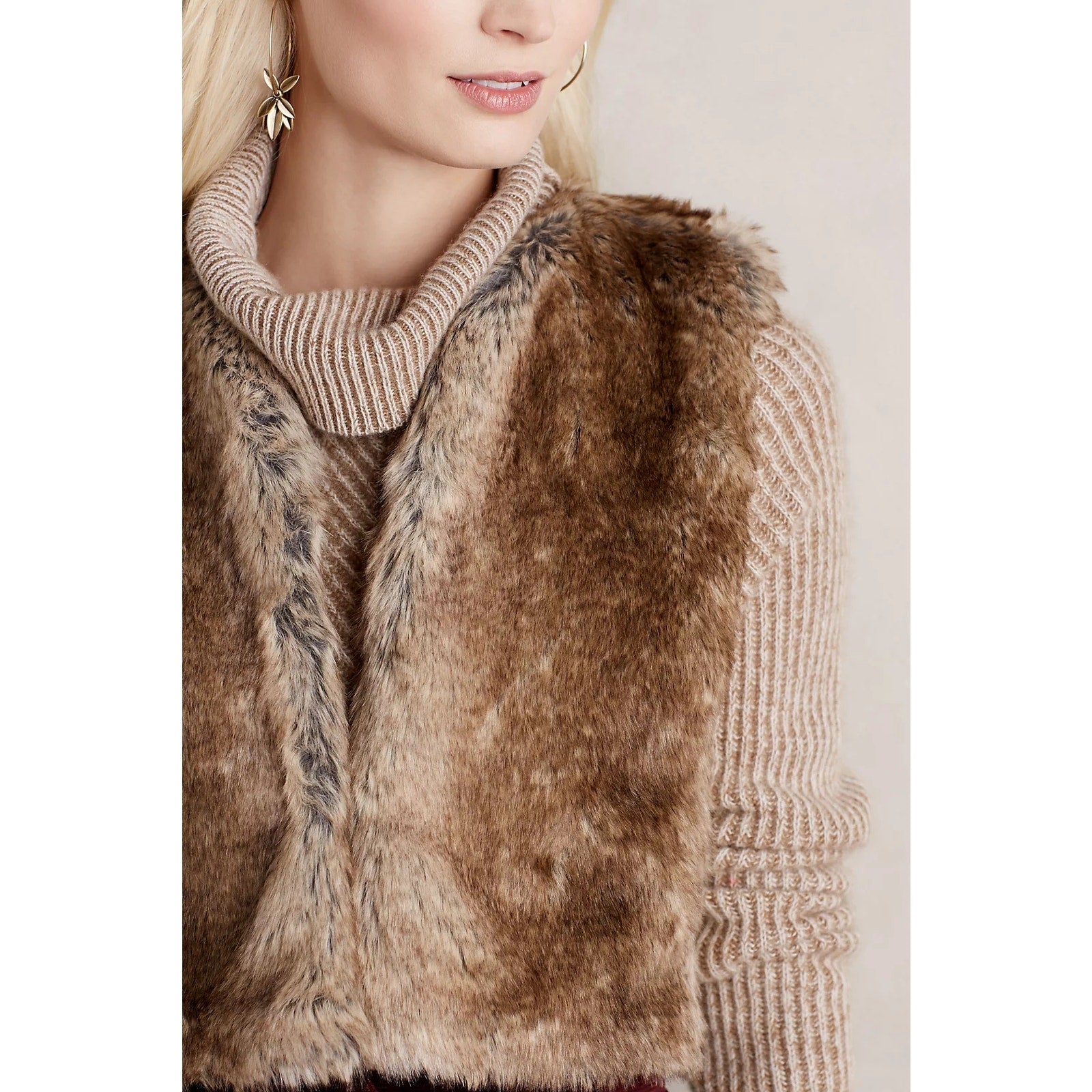 Anthropologie Artio Faux-Fur Leather Vest