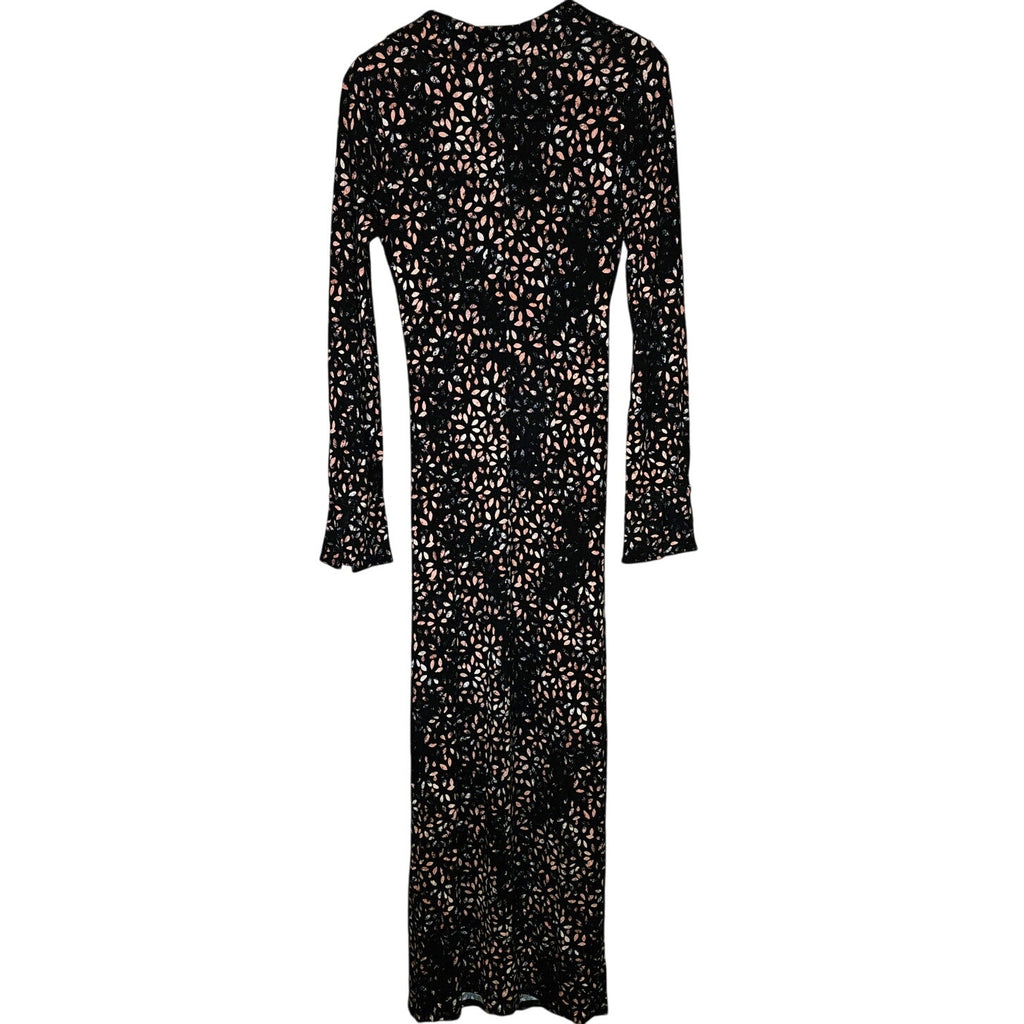 New Free People Shayla Wrap Midi Dress $128  X-SMALL  Black Combo