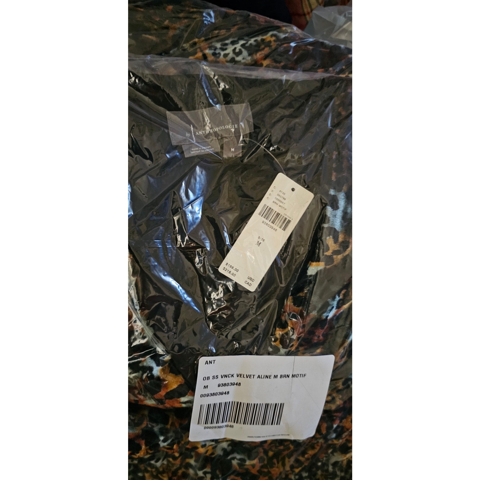 New By Anthropologie Short-Sleeve Velvet Mini Dress  $188 Medium Brown