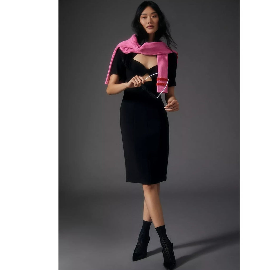 New Anthropologie Black Halo Sweetheart Cutout Dress $390 SIZE 12 Black