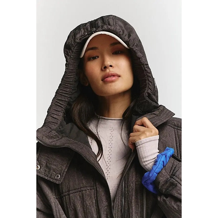 Free People Care Tricked Out Trek Utility Puffer Jacket Belted