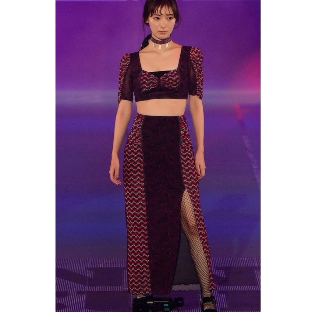 New FREE PEOPLE Anna Sui Sunburst And Tulips Set  $689 MEDIUM Red Motif RUNWAY