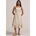 Anthropologie Linen Blend Sleeveless Square-Neck Midi Dress X-LARGE Tan Anthropologie