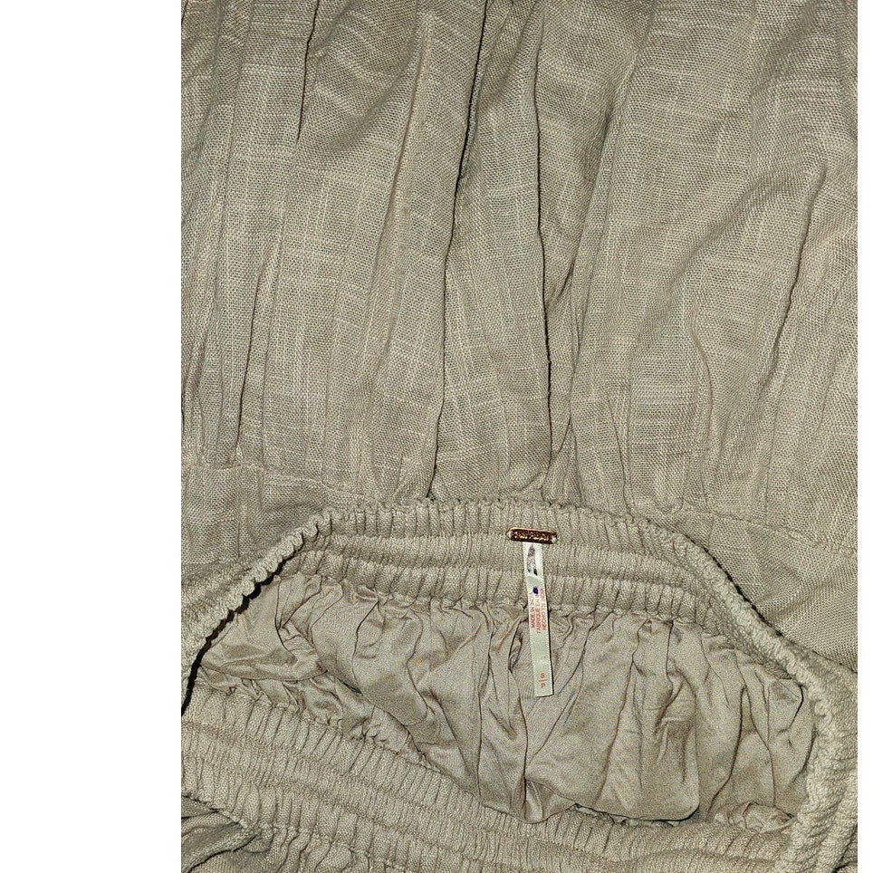 New Free People Ibiza Sun Dress MIDI $118 SMALL Mushroom Boho Tiered