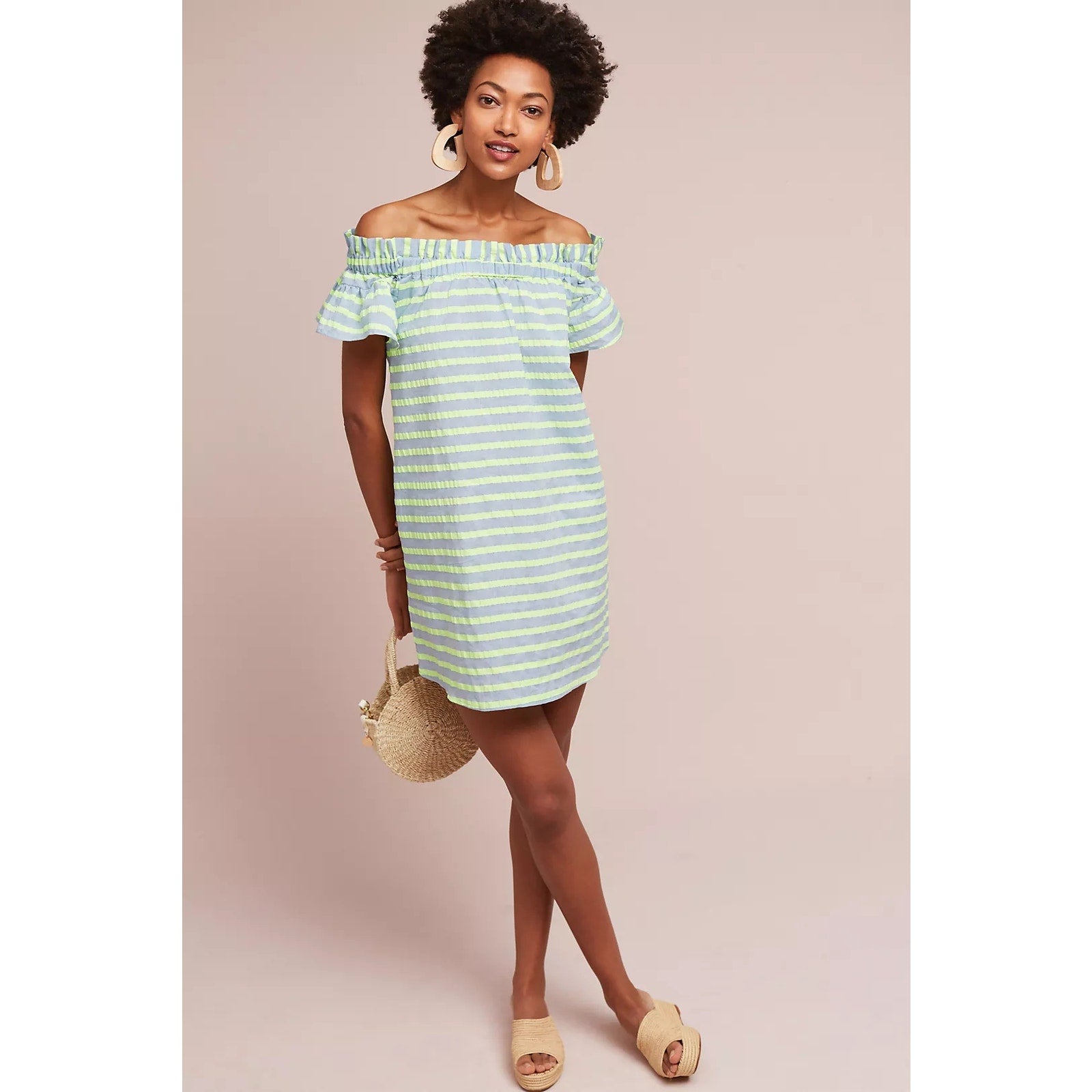 New Anthropologie COREY LYNN CALTER Bayside Off-The-Shoulder Dress $158 XSP / SP