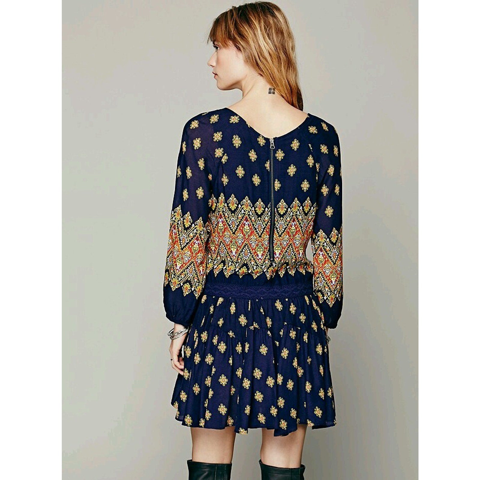 NWOT Free People Midnight Combo Multicolor Enid Dress Size XS Retails $128