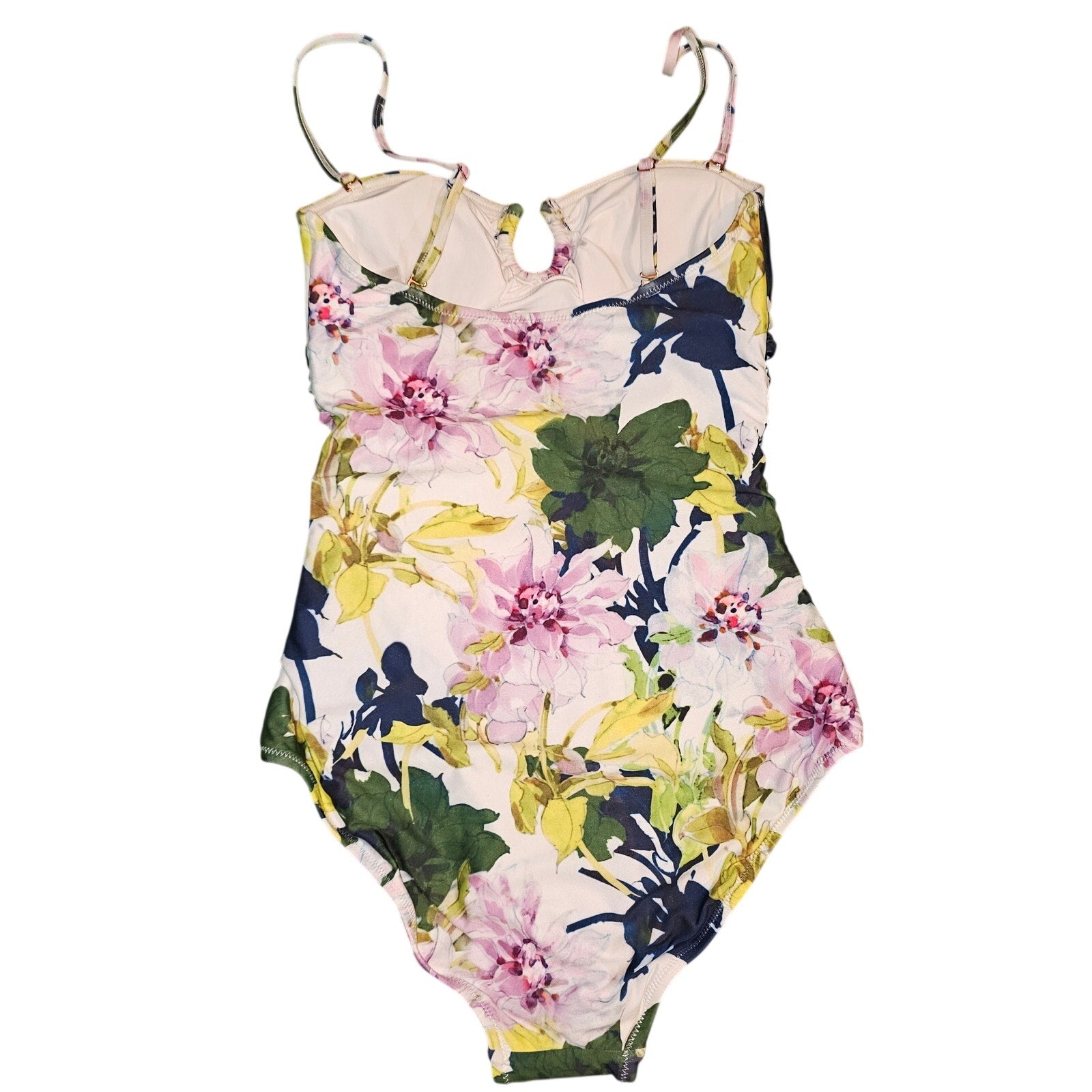 Anthropologie Ruched Seaside One-Piece Swimsuit SMALL Removable Straps Anthropologie