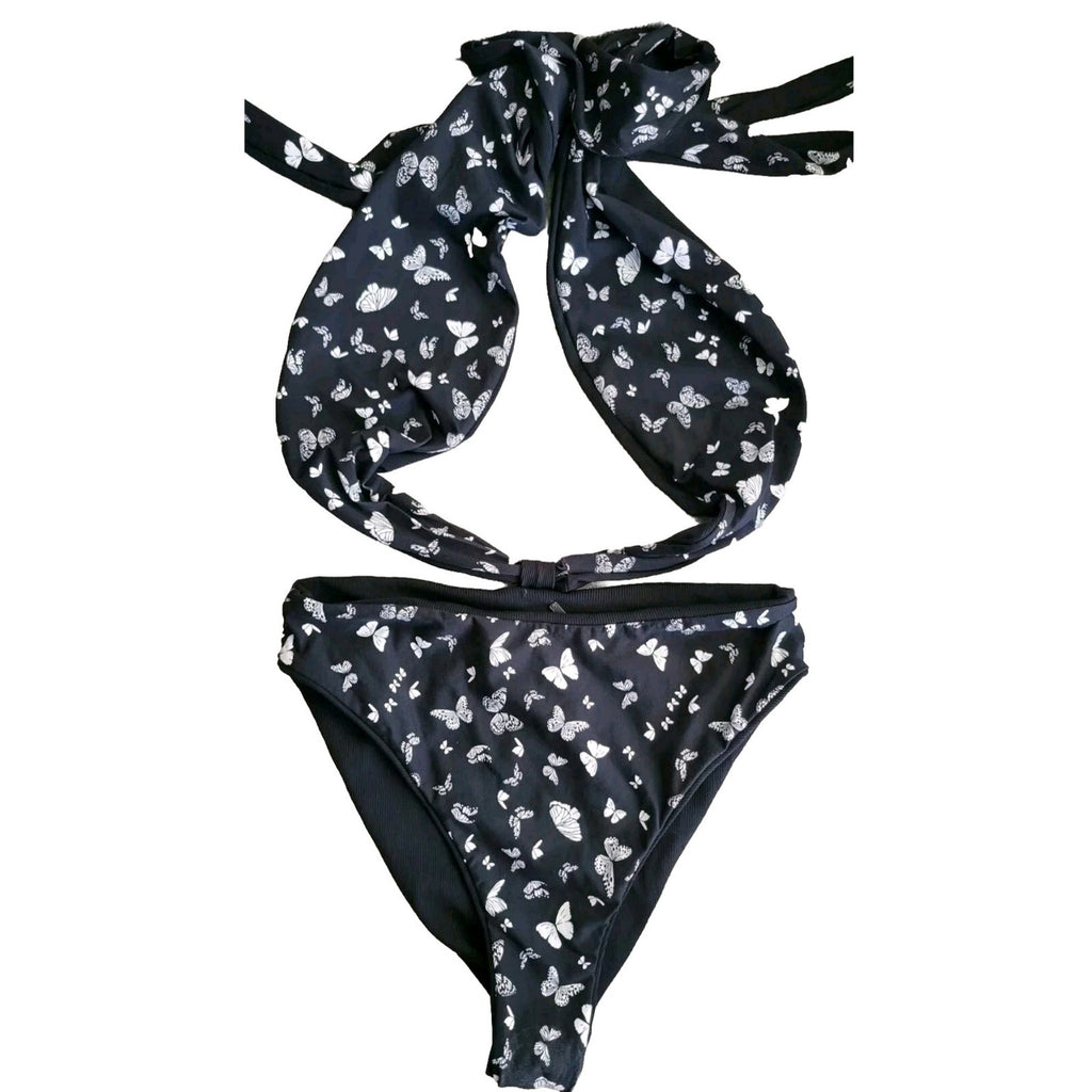 Maaji Radiant Reversible Tulip One Piece Swimsuit SMALL Black Butterfly Maaji