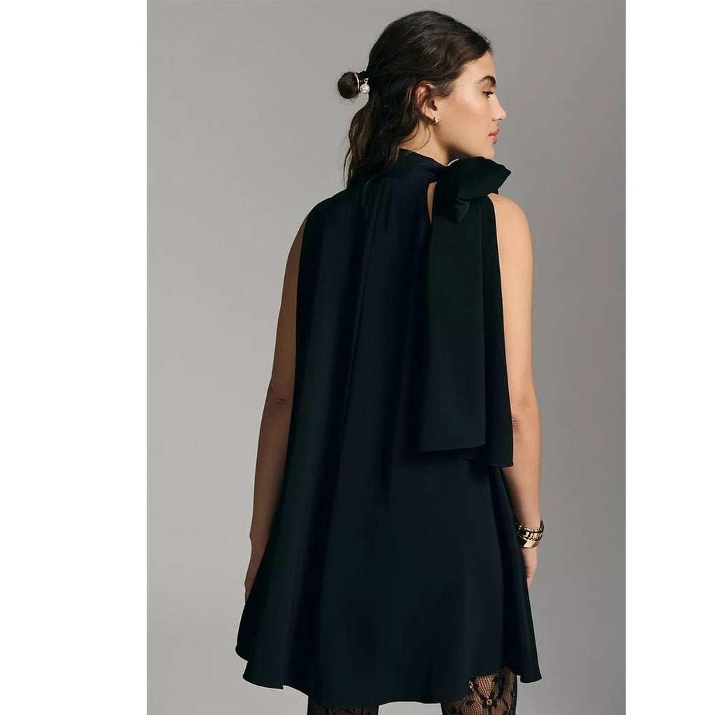 New Anthropologie Black Halo Eve Sleeveless Mock-Neck Dress $399 MEDIUM Black