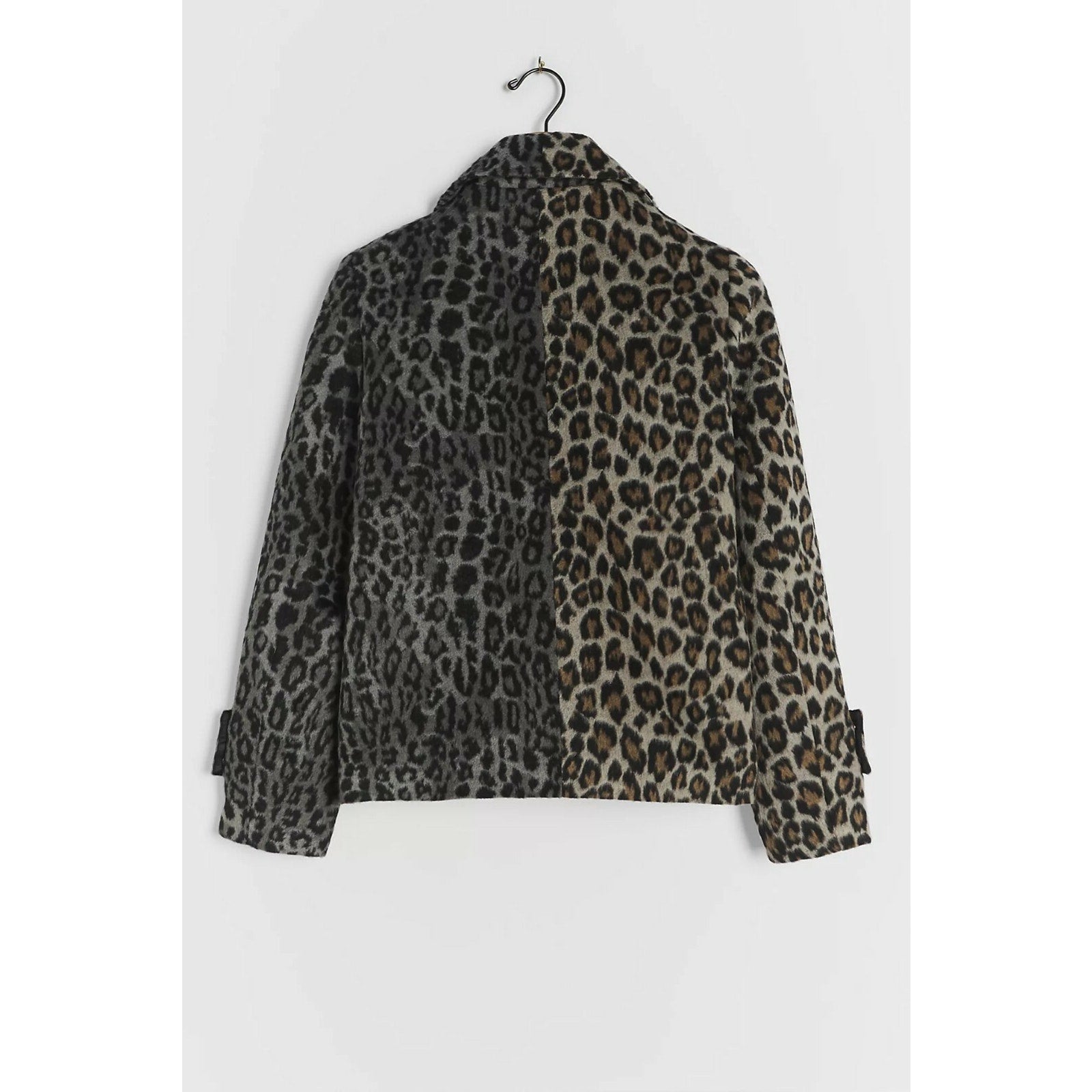 NEW Anthropologie Vigoss $158 Leopard Contrast Coat Size Small Polyester Wool