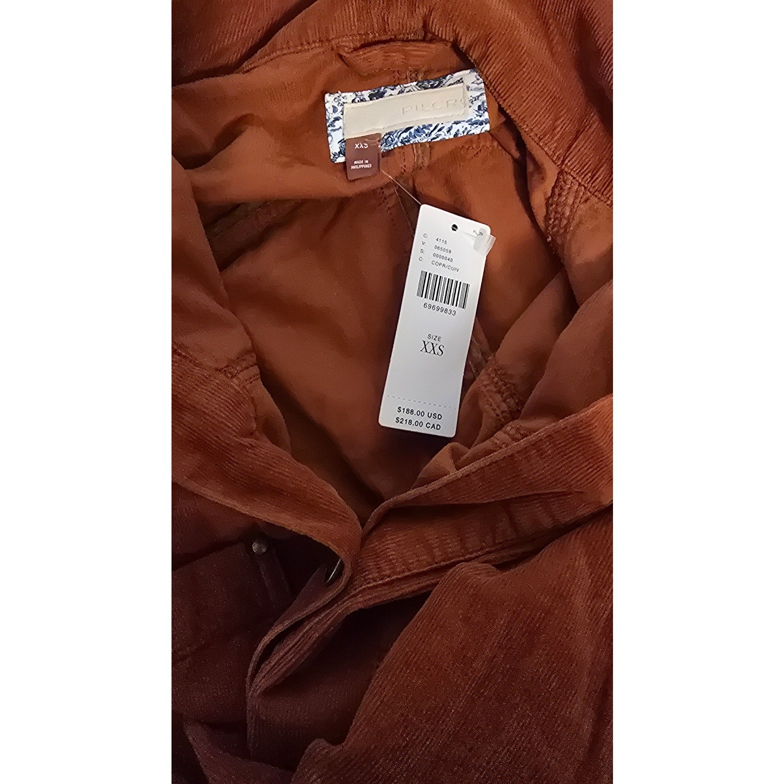 New Anthropologie Pilcro Corduroy Duster $188 (XXS) SMALL Copper Button Front