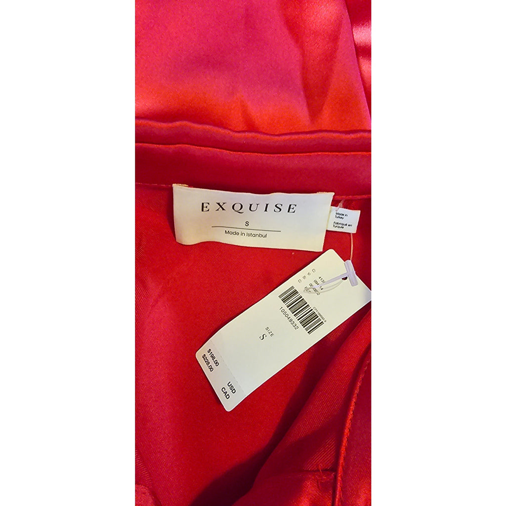 Anthropologie The Tobie Satin Shirt Dress by Exquise SMALL Red Anthropologie