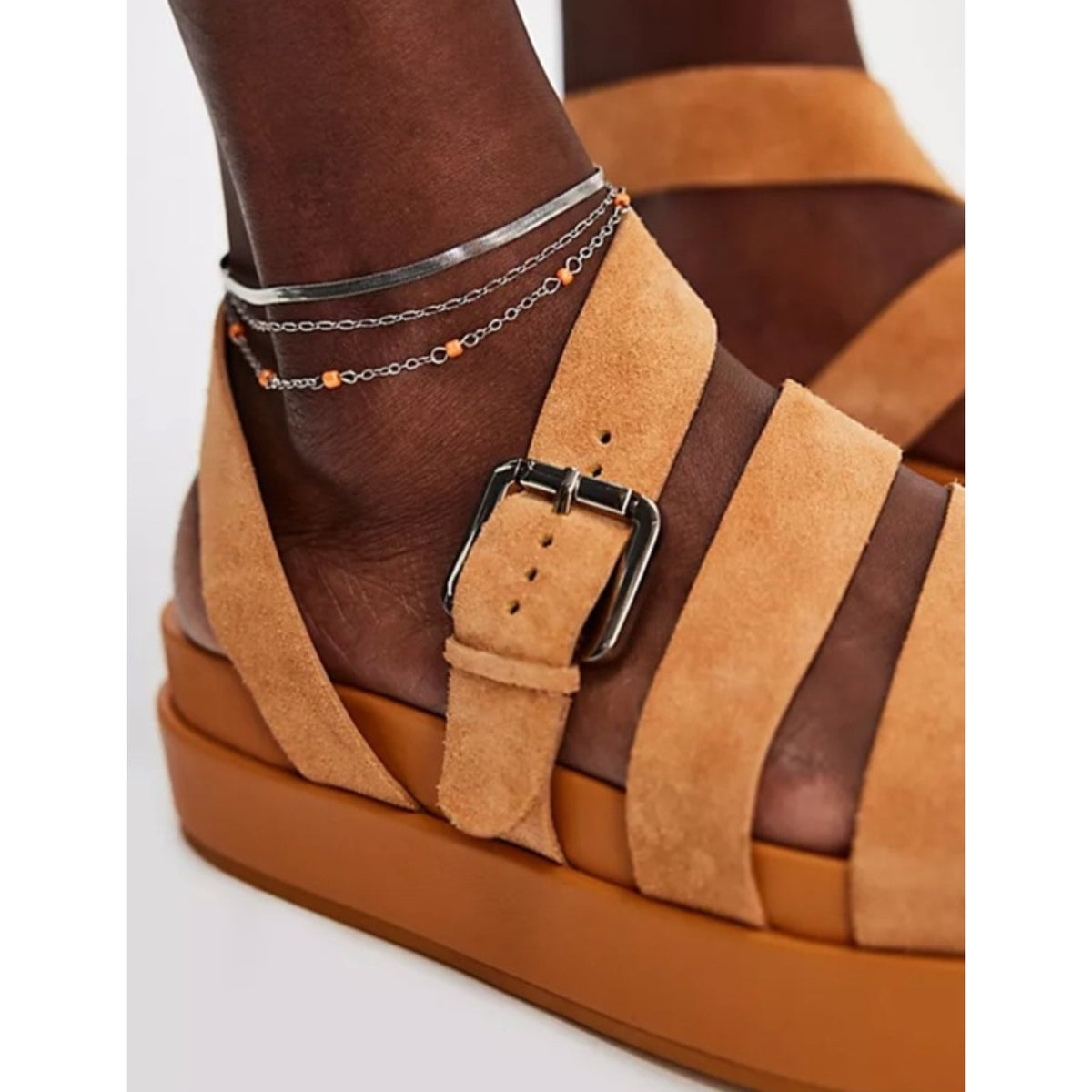 Free People JEFFREY CAMPBELL Getaway Footbed Sandals SIZE 9 Tan Free People
