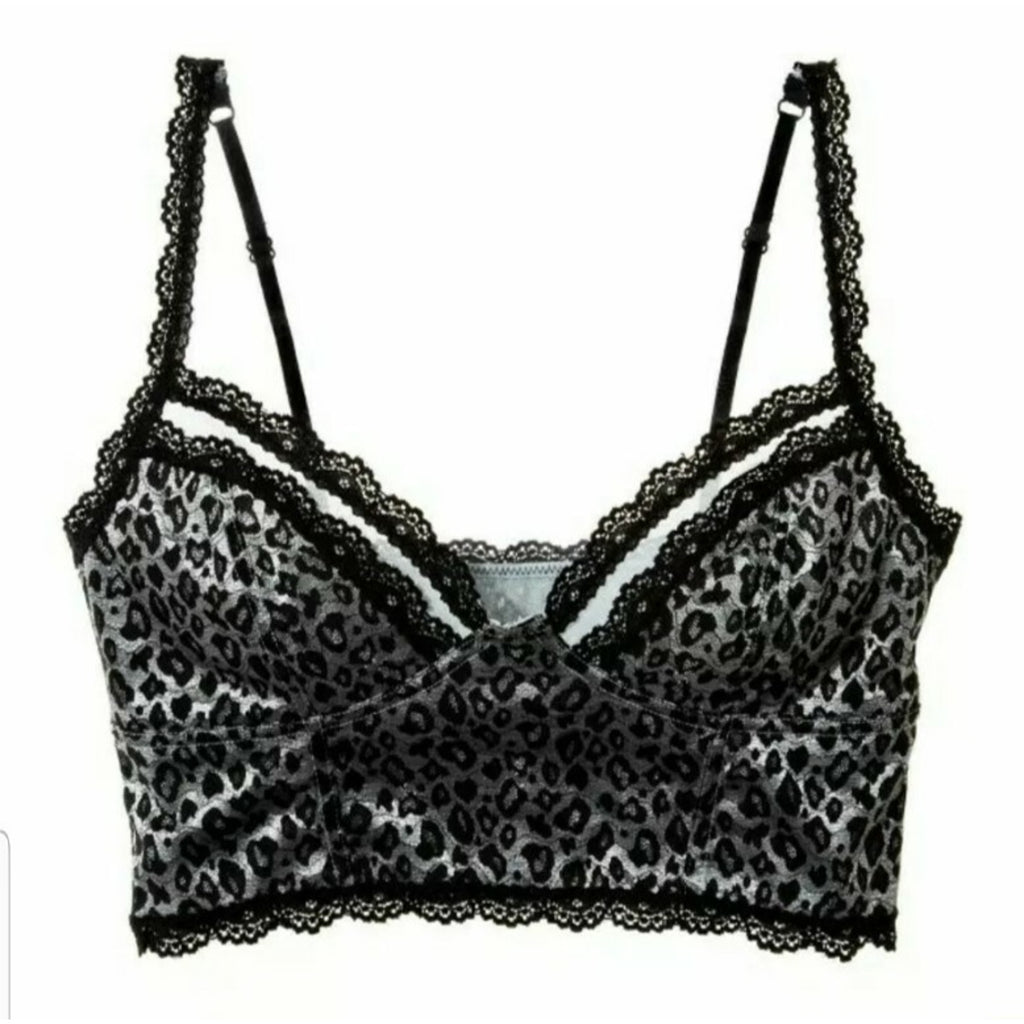 New $48 Intimately Free People Keep The Change Bra Pale Blue Silver Black XS