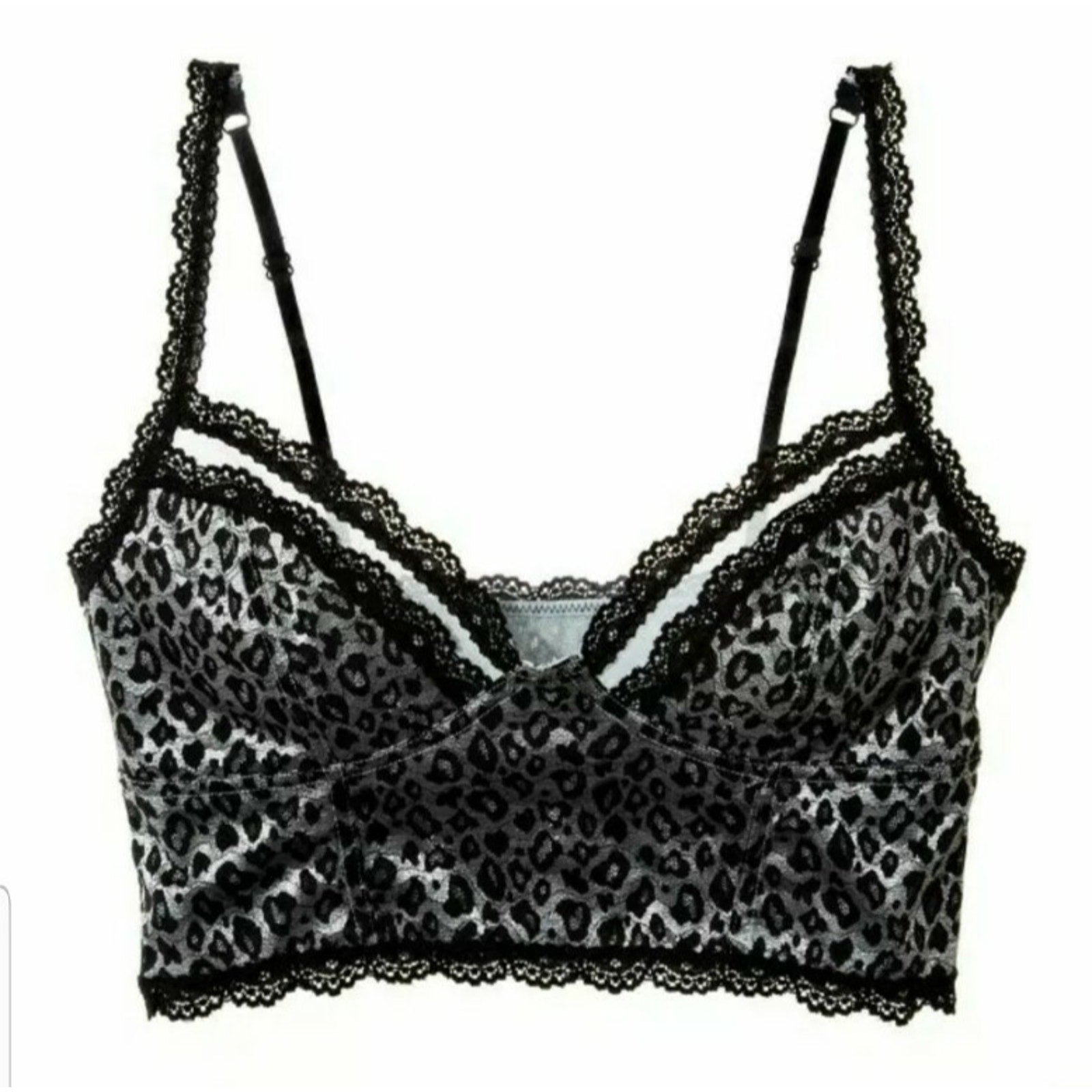 New $48 Intimately Free People Keep The Change Bra Pale Blue Silver Black XS