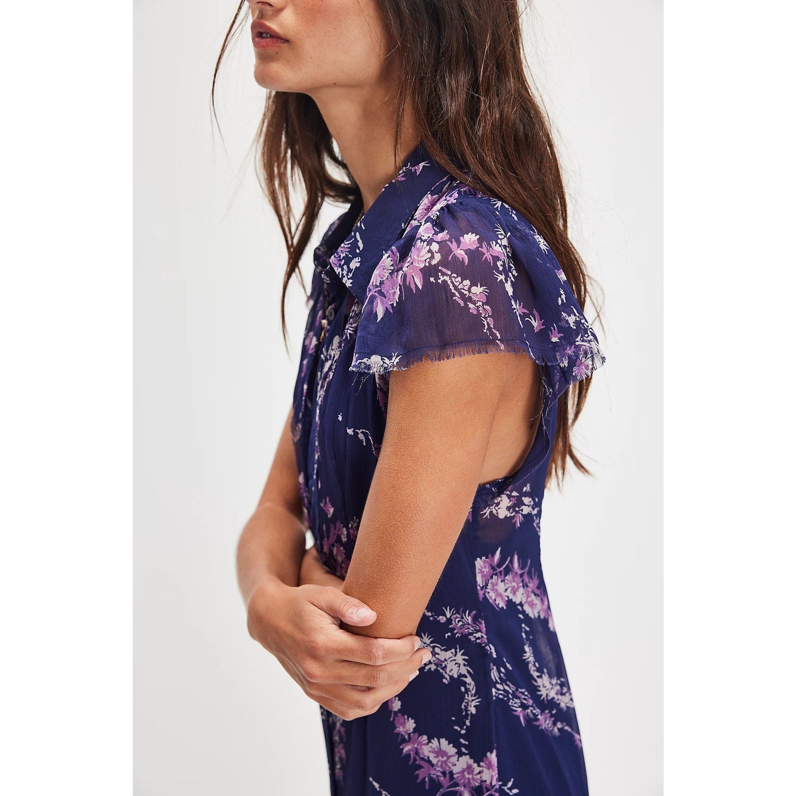 Free People Cannaday Maxi Dress X-Small Navy Floral Combo Free People