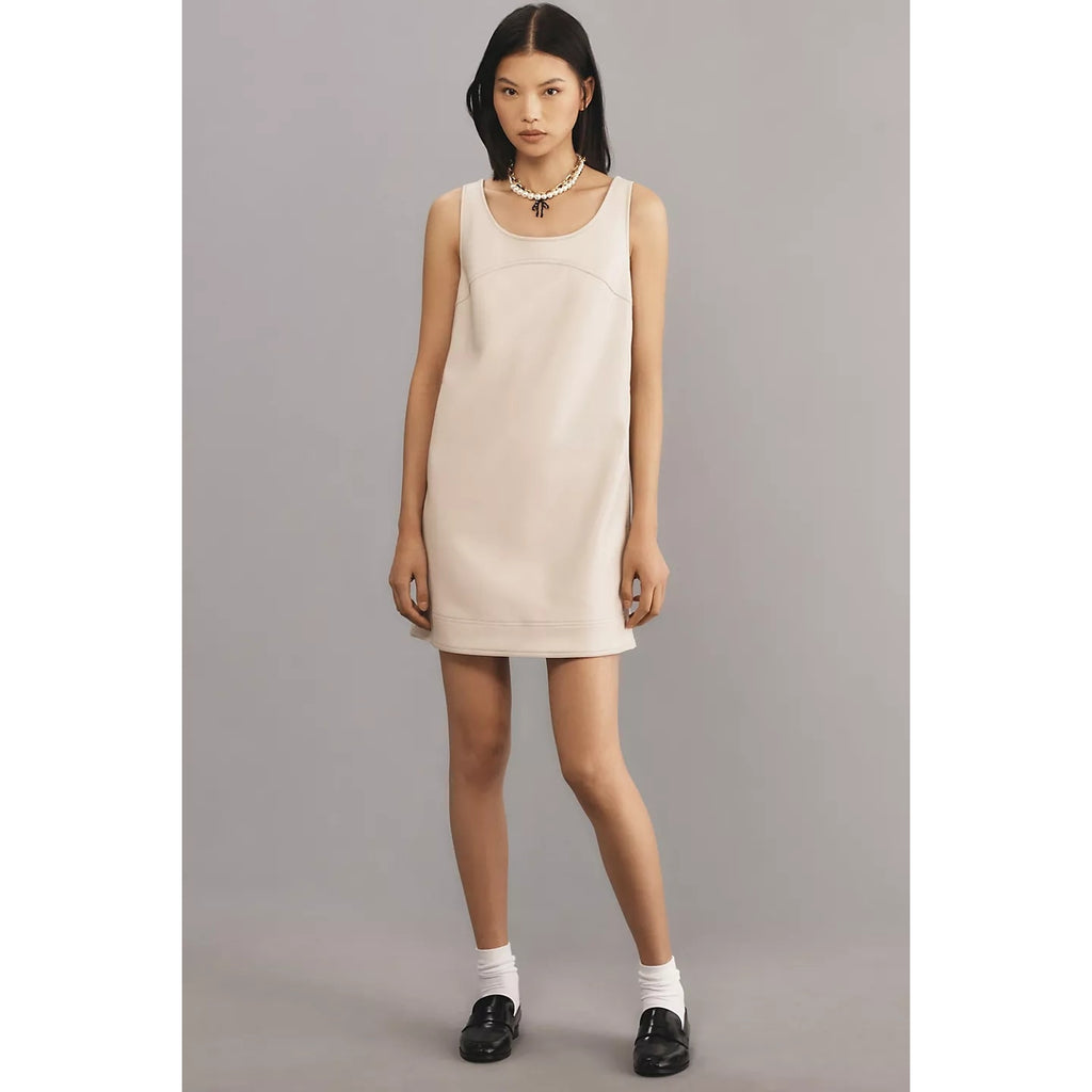 Anthropologie Pilcro Faux-Leather Scoop-Neck Shift Mini Dress $148 Sz 4