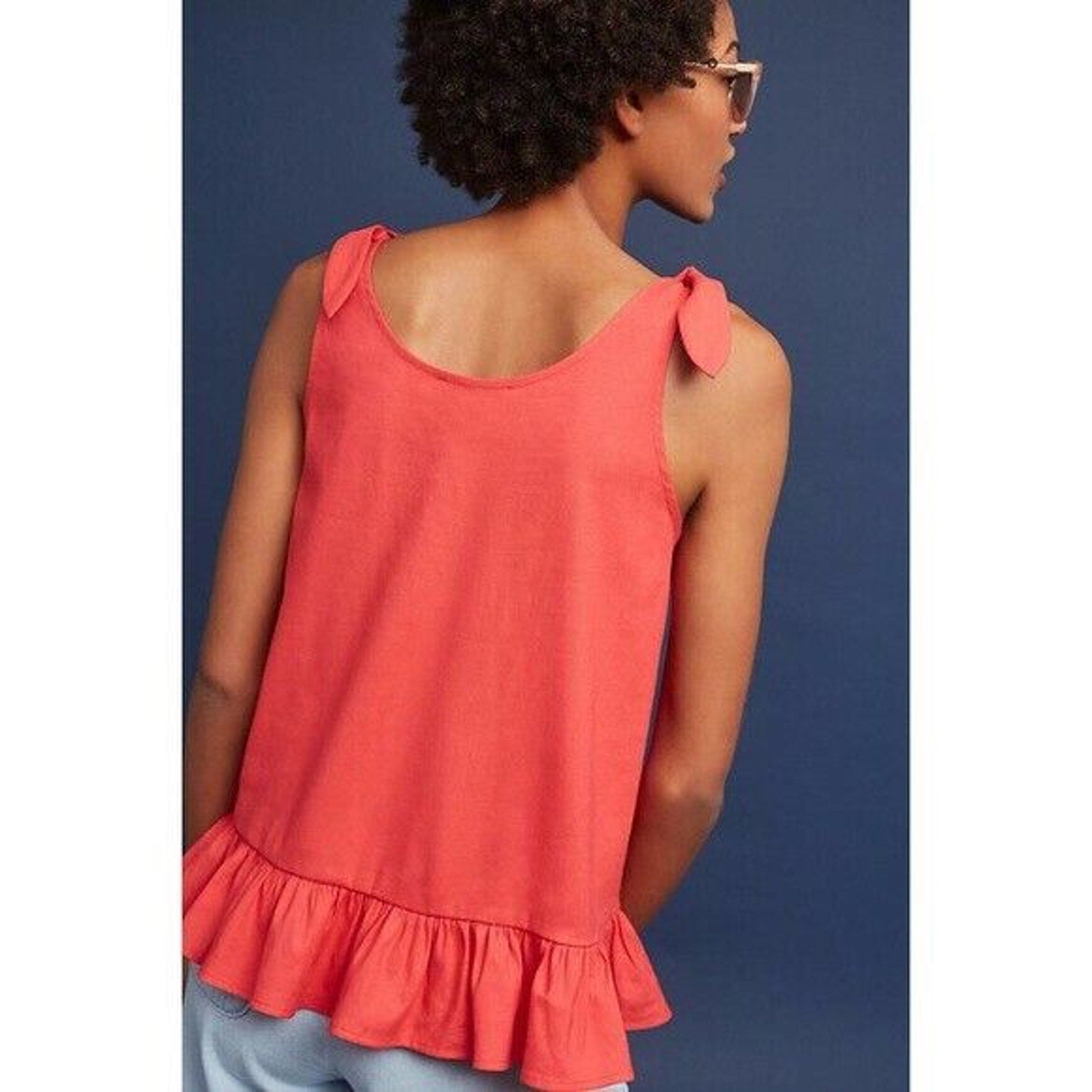 New Anthropologie x Ro & De Phoebe Tie-Strap Top $88 XS Drop Waist